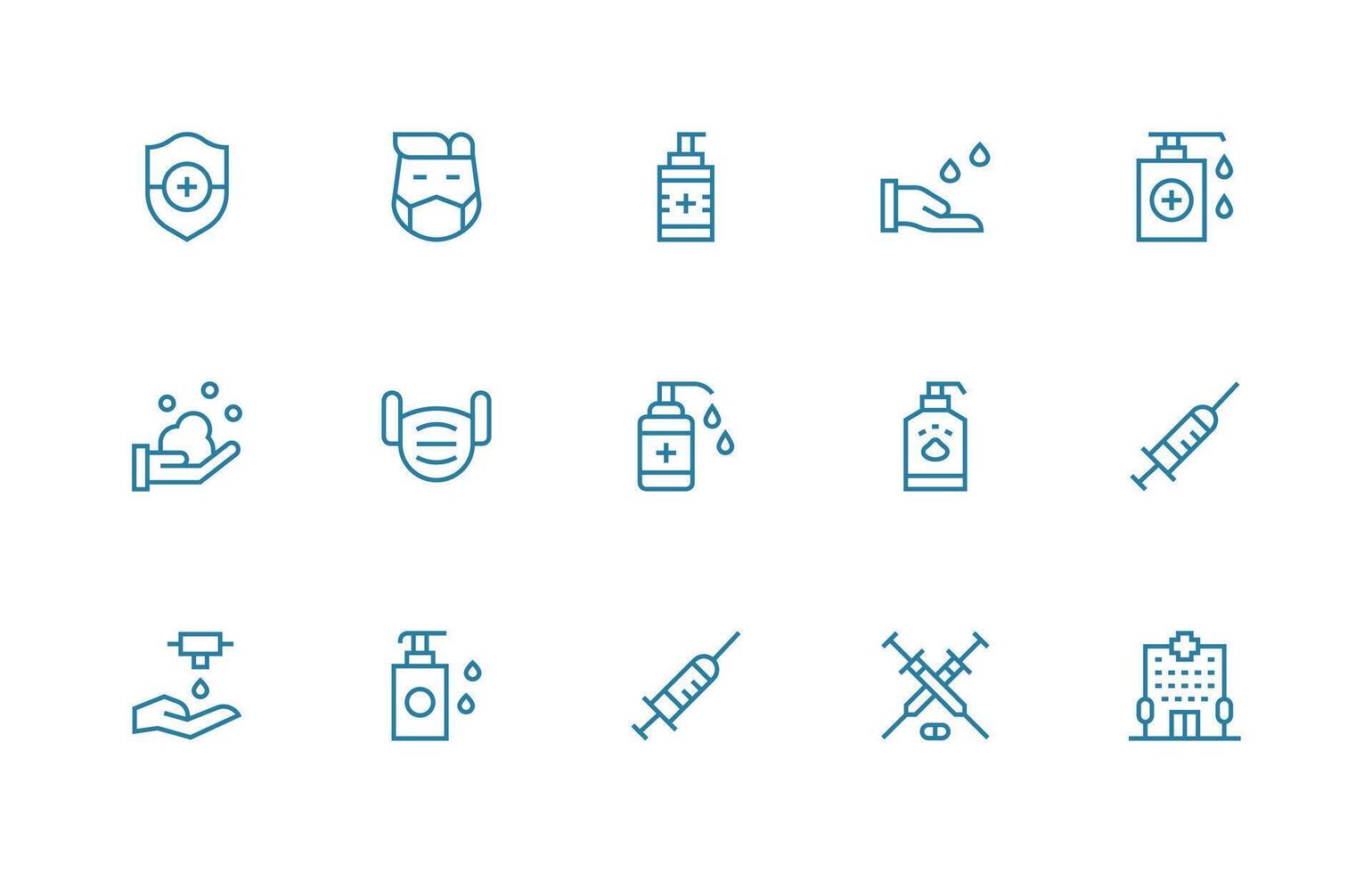 15 Regular Line Vectors for Coronavirus Theme Flexible Icon System for Web Interfaces