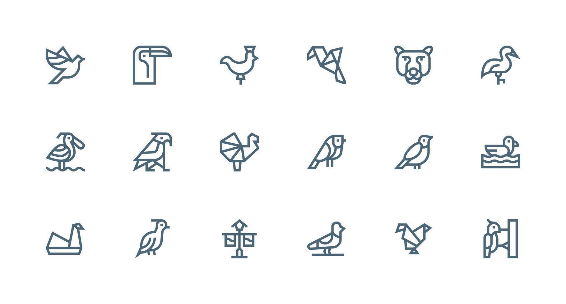 18 Strong Stroke Line Style Icons from Bird Collection Web and App Icon Pack Collection vector
