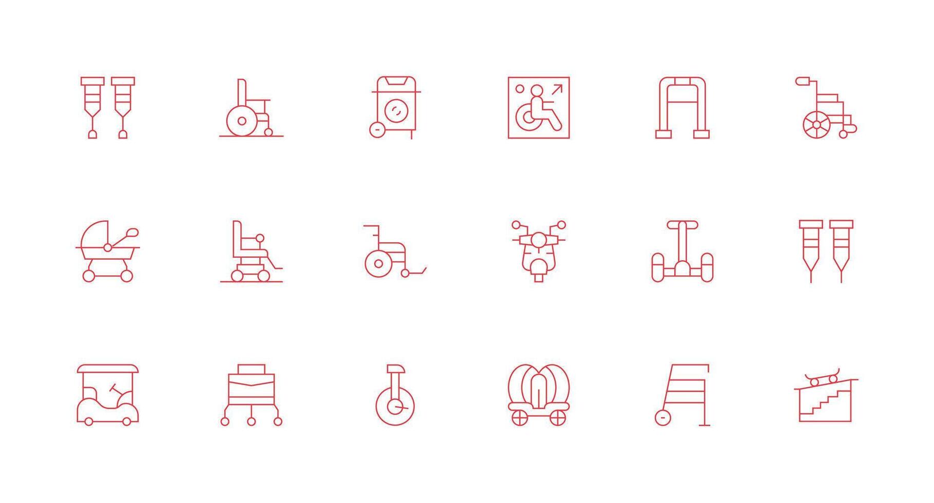 Minimal Line Style Mobility Icons with 18 Vectors Customizable Icon Series for Mobile Screens