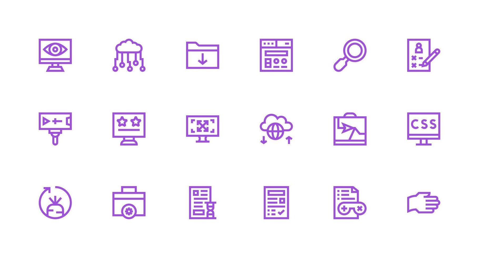 Application Icon Collection with 18 Strong Stroke Line Designs Web Icon Collection vector
