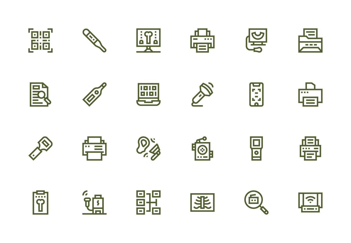 24 Thick Line Line Style Icons from Scan Collection Sharp Icons for Presentations vector