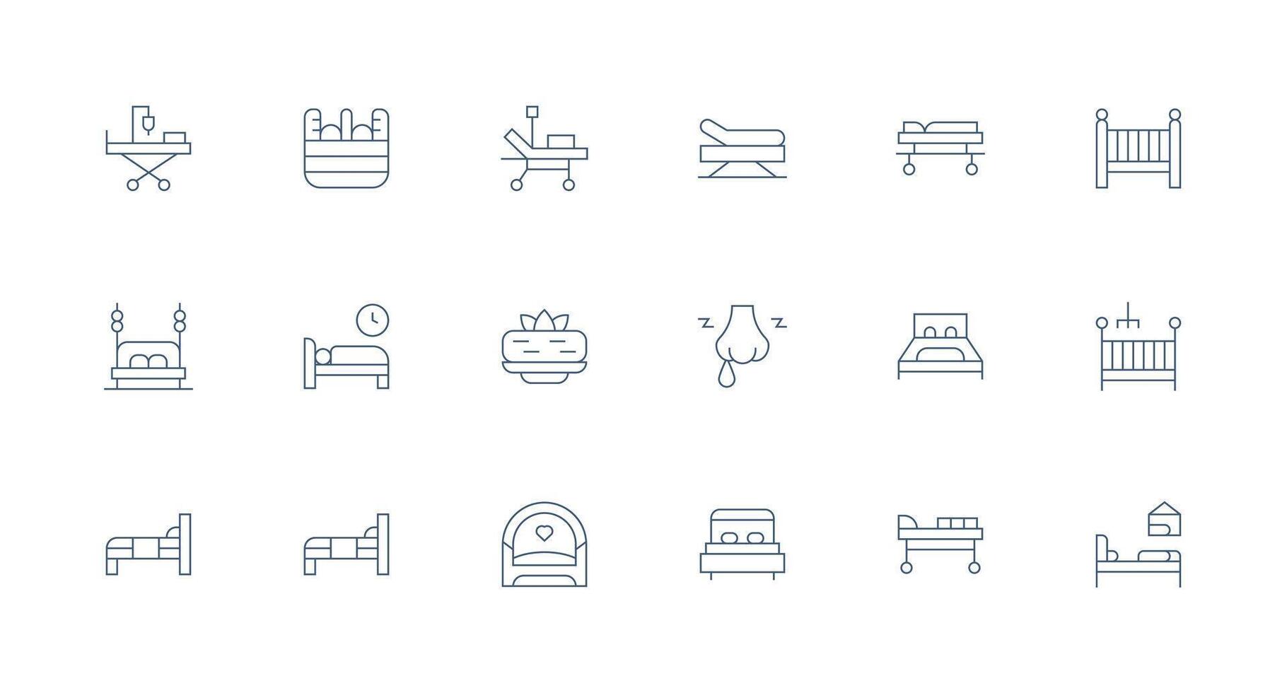 18 Minimal Line Vectors for Bed Theme User Interface Icons for Digital Products