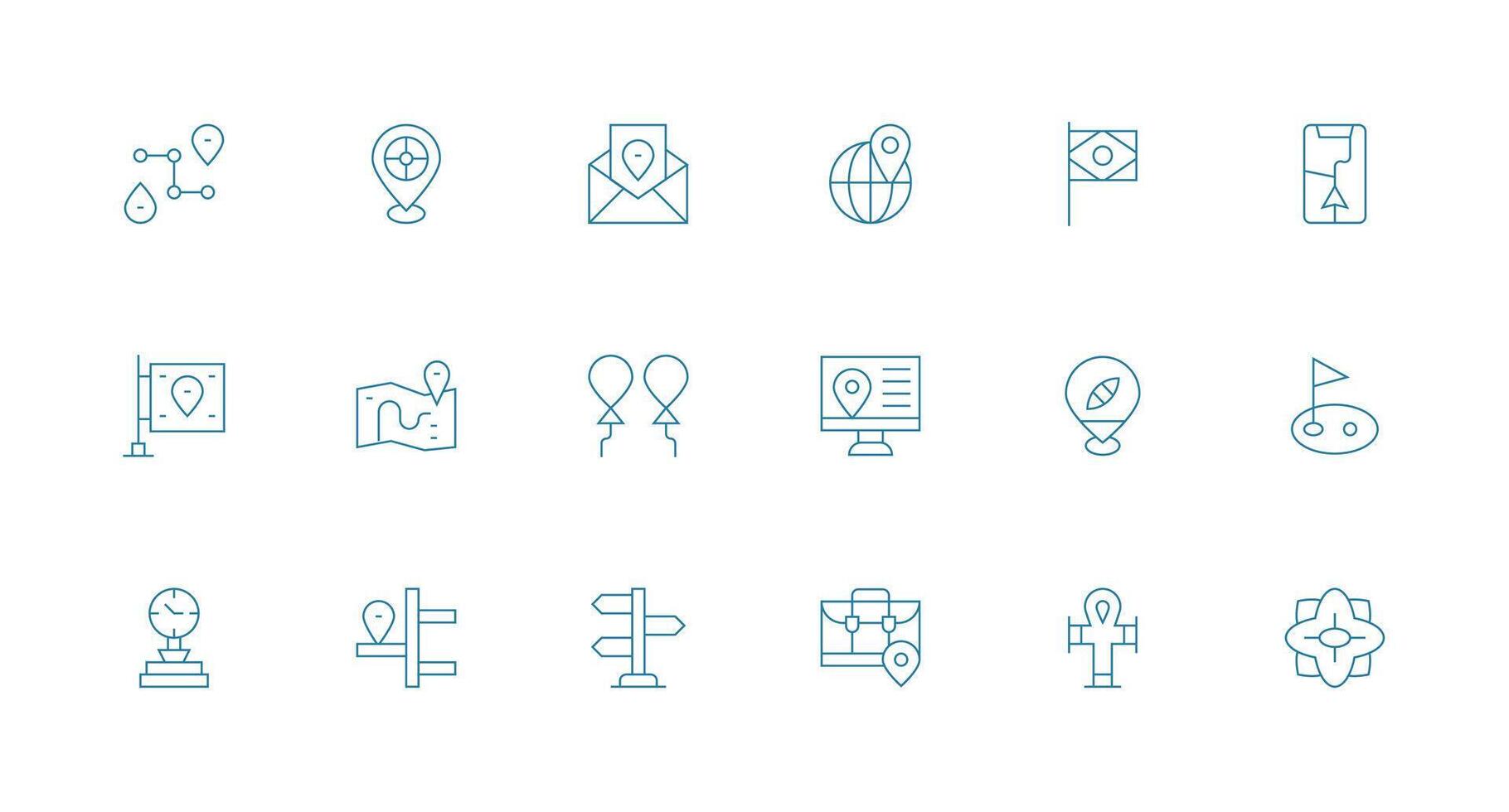 18 Icons for Marker in Minimal Line Format Line Icon Collection vector