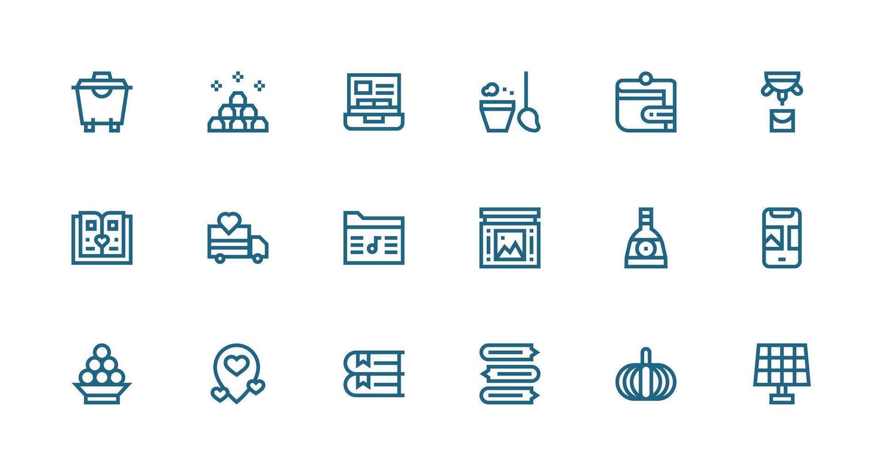 18 Strong Stroke Line Vectors for Collection Theme Simple Icons for Interface and Wireframes