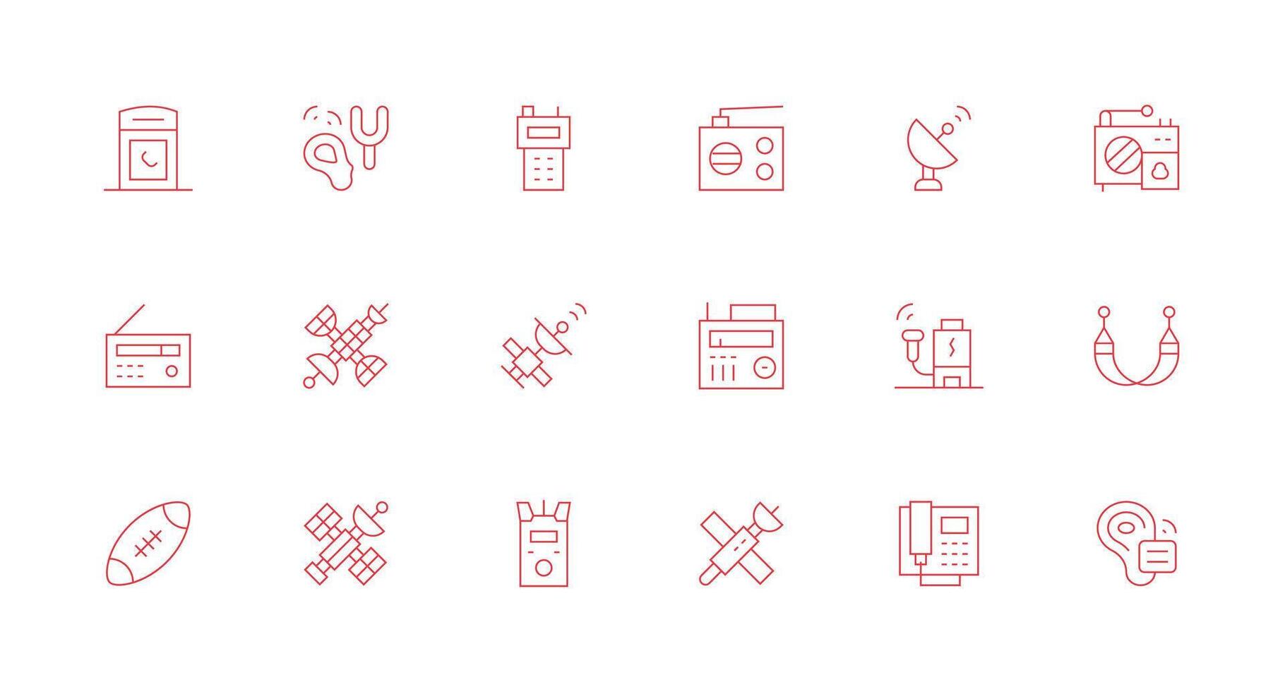 Minimal Line Style Receiver Icons with 18 Vectors Simple Icon Pack