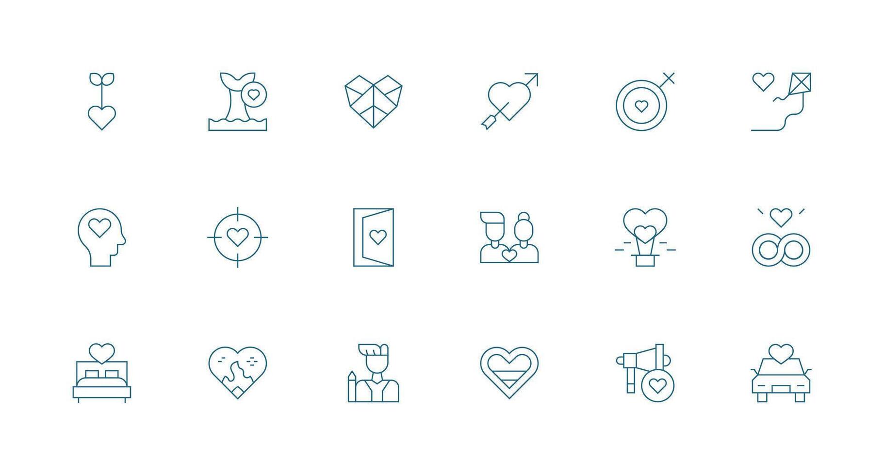 Passion Design Icons featuring 18 in Minimal Line Style Functional Icon Series vector