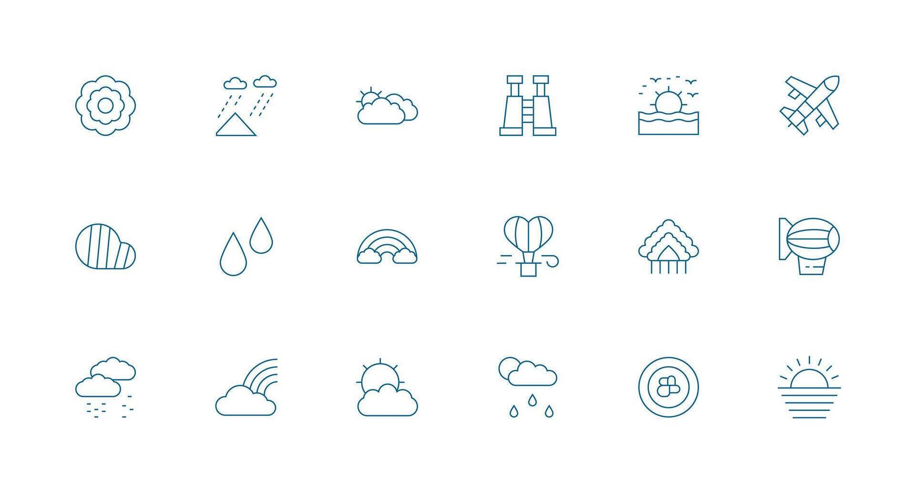 Sky featuring 18 Icons in Minimal Line Design Display Icon Pack vector