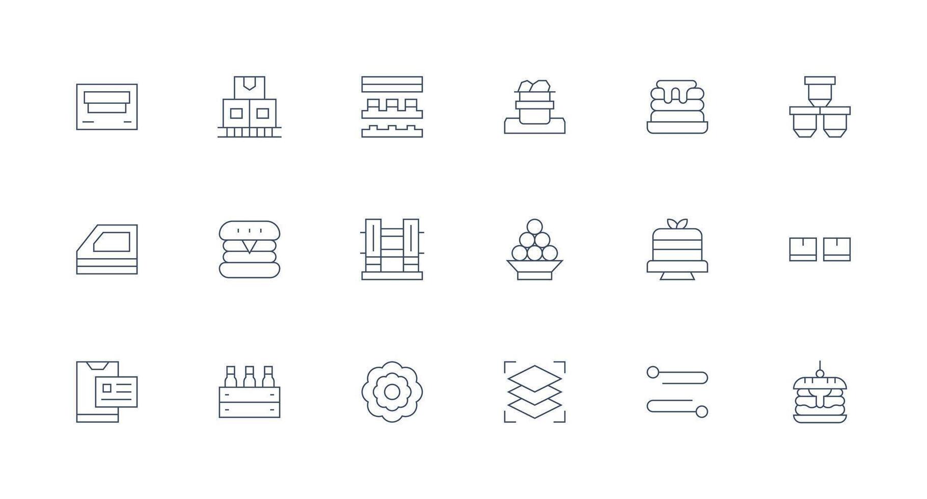 Stacked Icon Collection with 18 Minimal Line Designs Complete Icon Bundle for Web Design vector