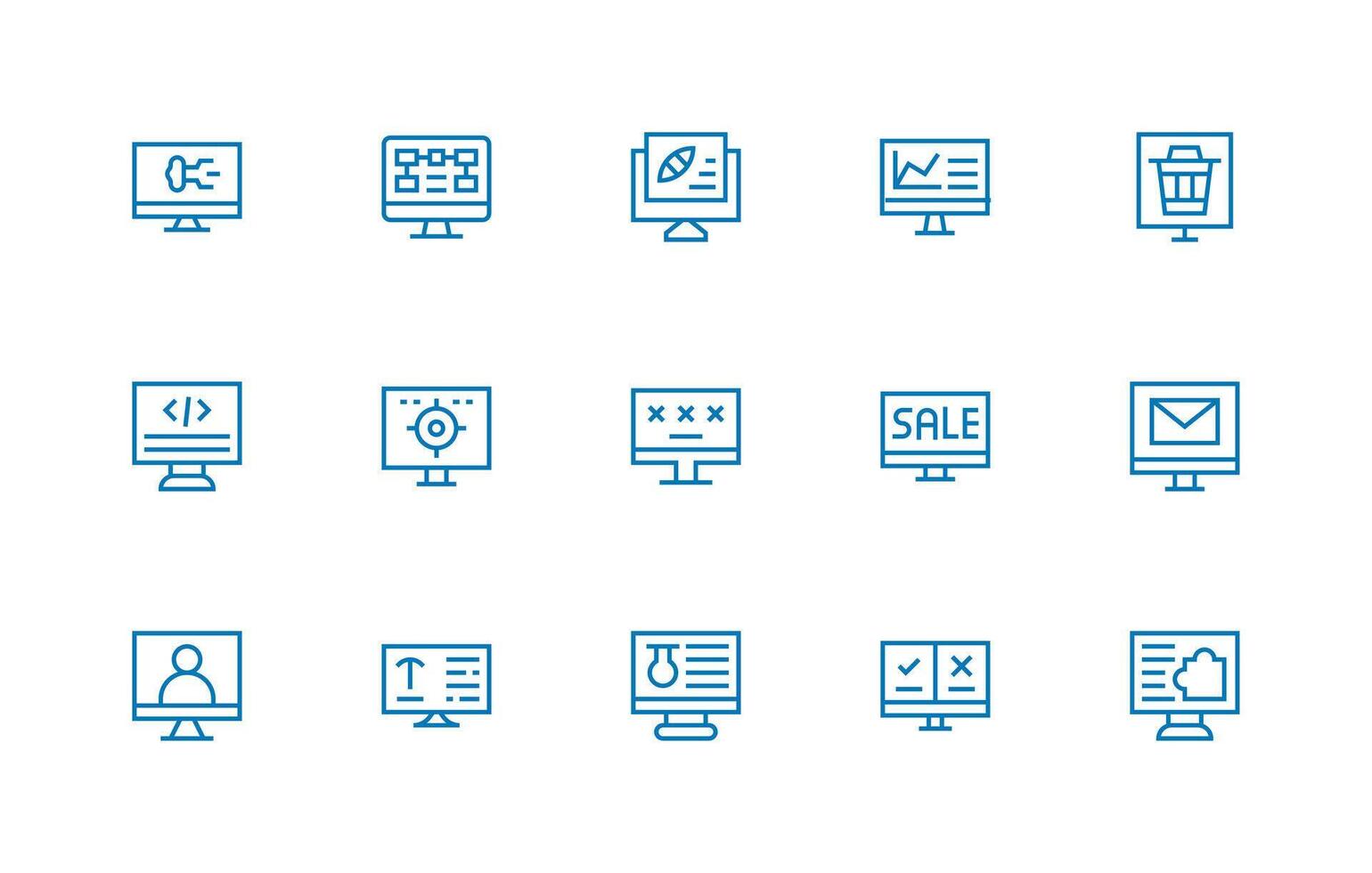 15 Regular Line Designs for Computer Screen Icons Scalable Icons for All Themes vector
