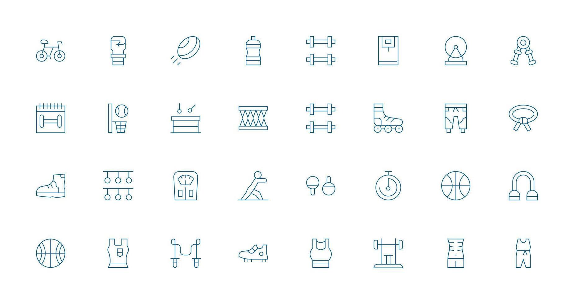 32 Thin Line Icons for Exercise Graphics Minimal Icon Set for Interface Projects vector