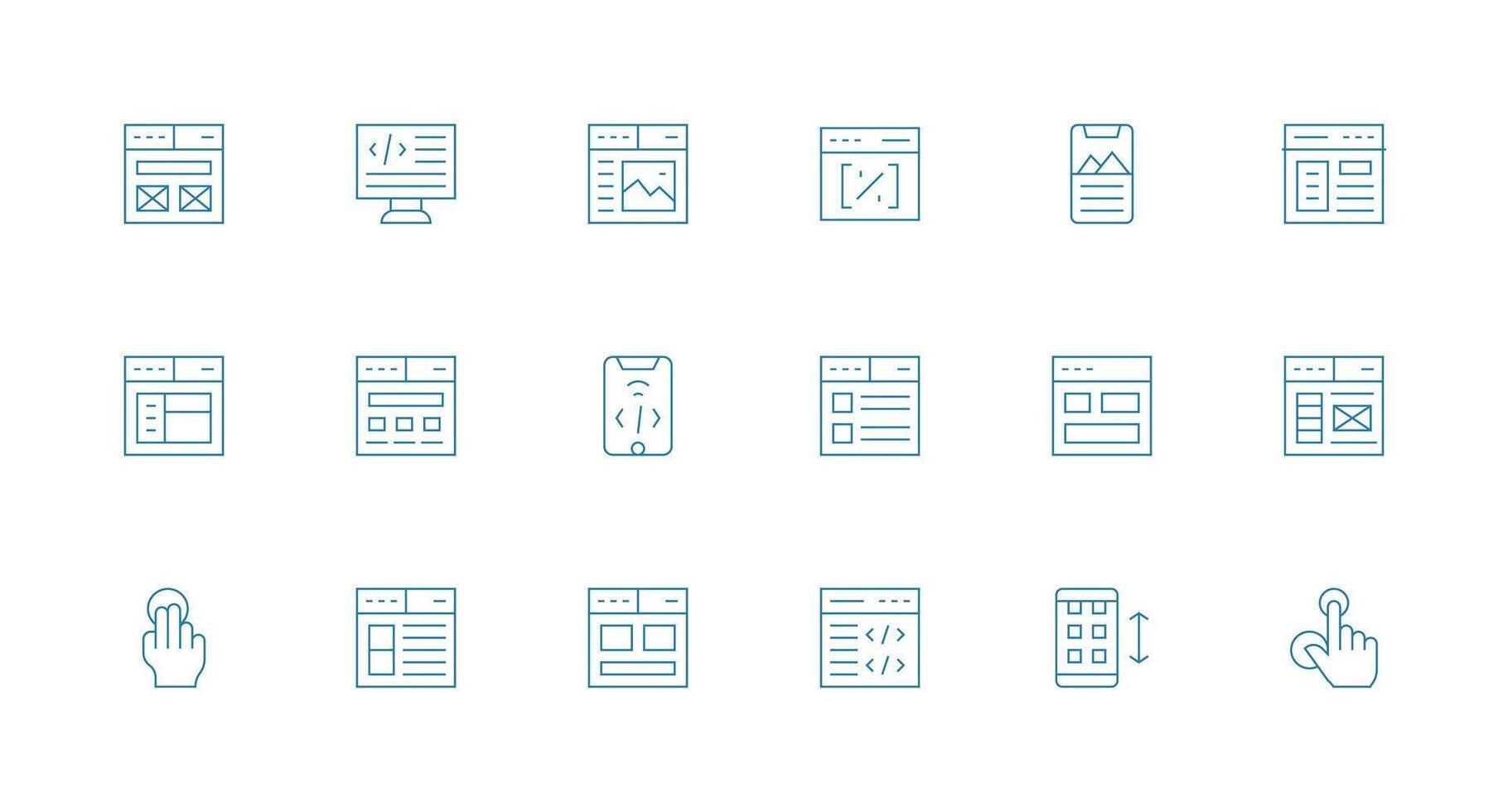 18 Icons for Responsive in Minimal Line Format Icon Collection Set vector