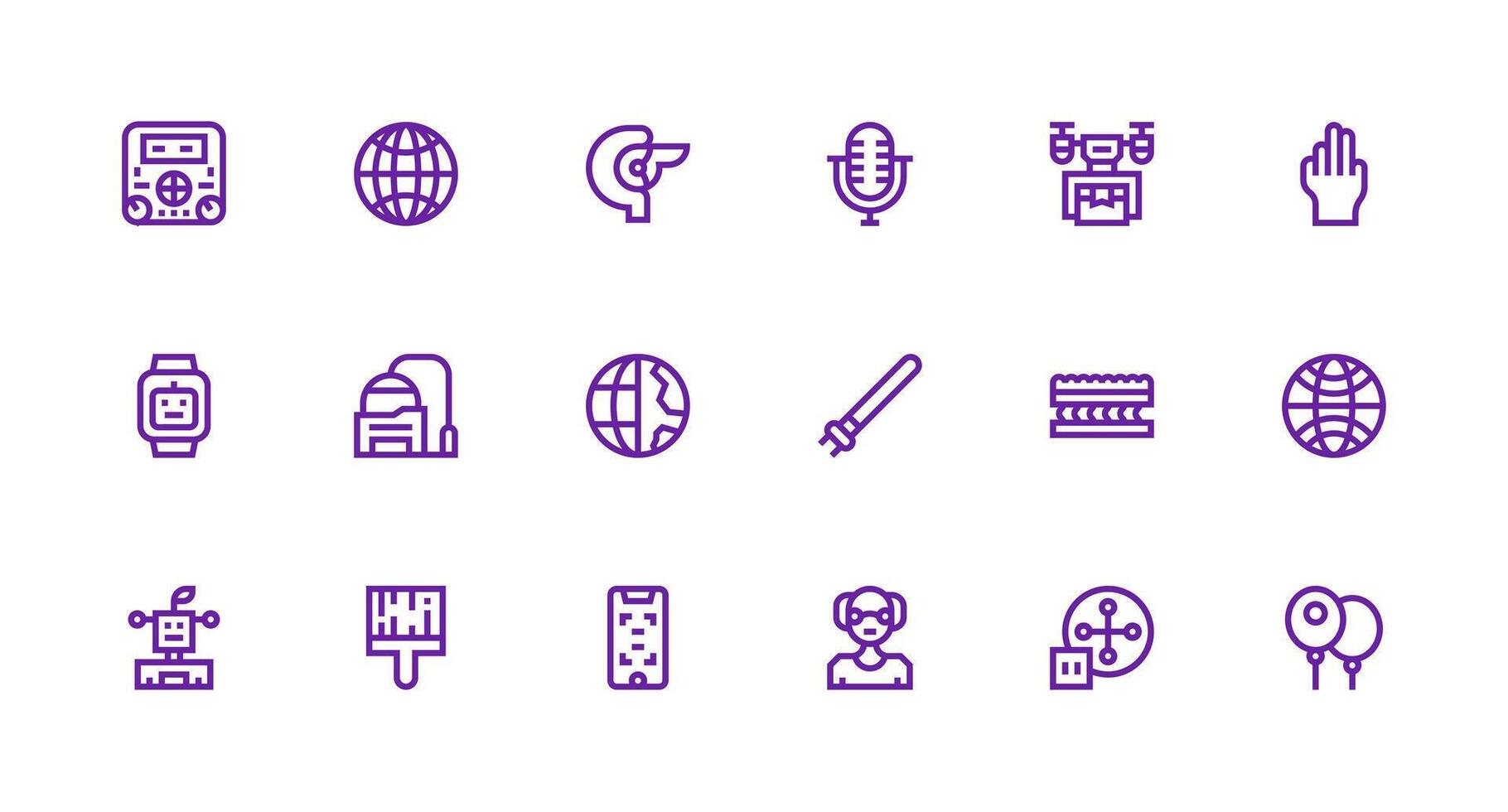 18 Icons for Technology in Strong Stroke Line Format Responsive Icon Set for Flexible Layouts vector