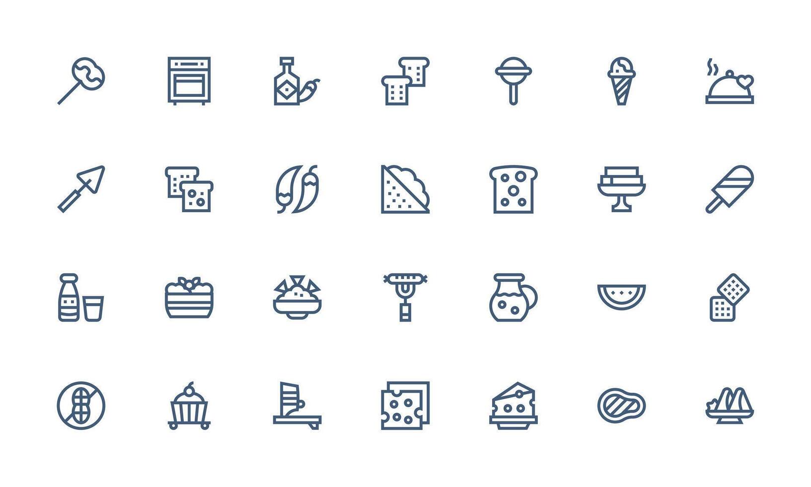 28 Icons for Food in Bold Line Format Essential Icons for Rapid UI Building vector