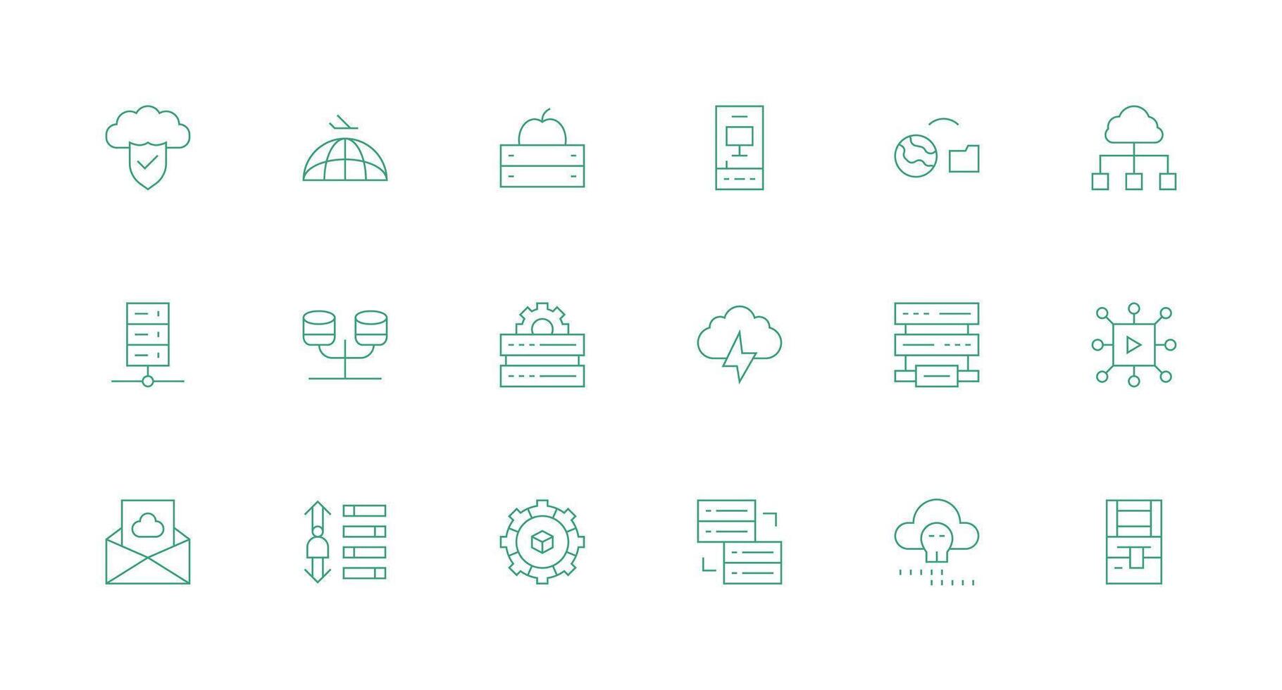 Minimal Line Style Server Icons with 18 Vectors Balanced Icon Set for Functional Design