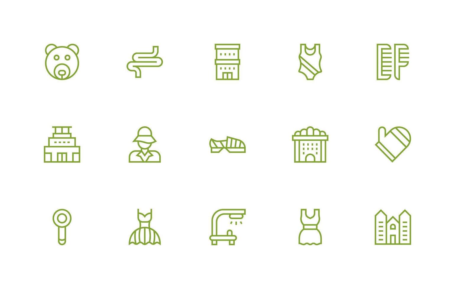 Lineart Icon Collection with 15 Regular Line Designs Web and App Icon Pack Collection vector