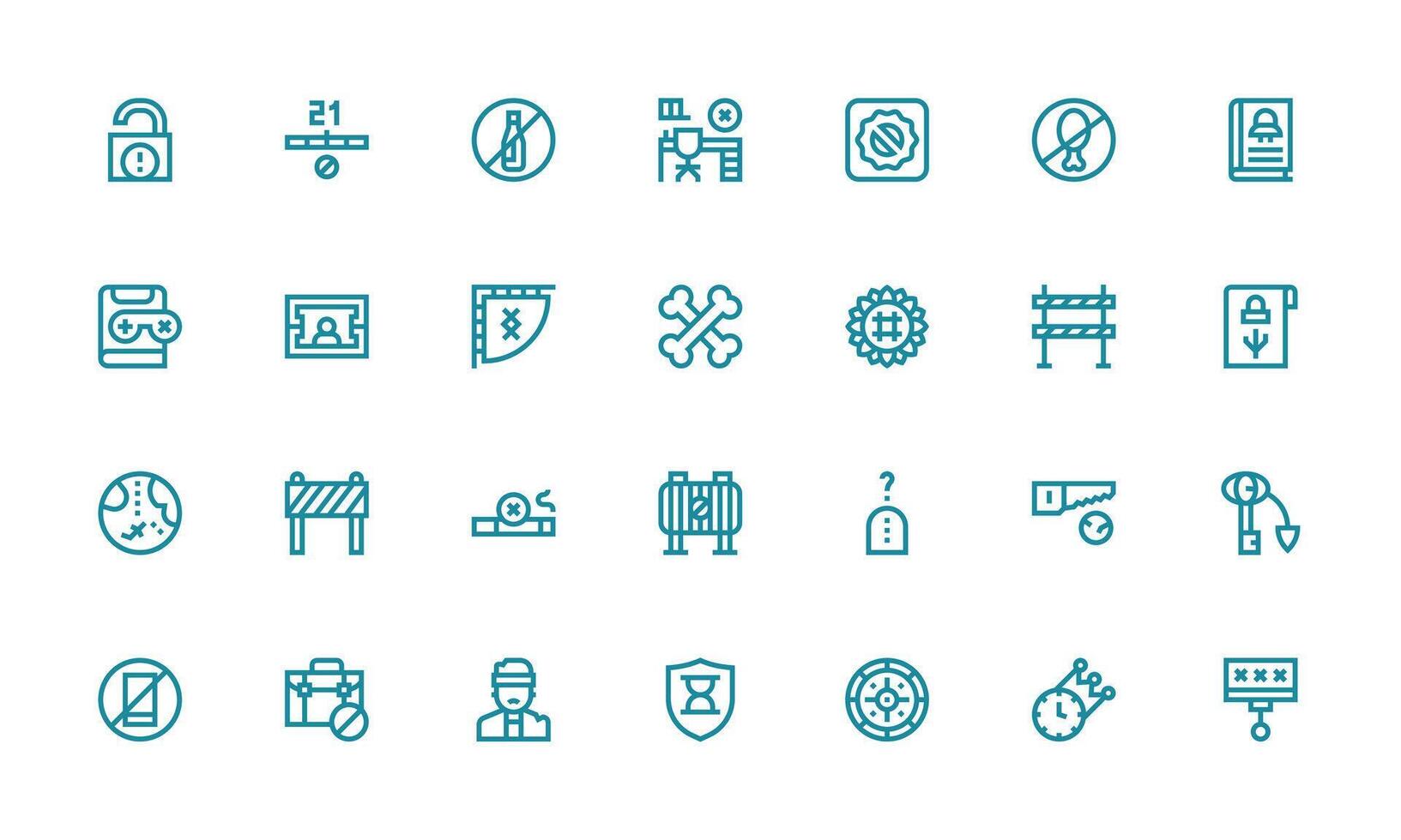 Restricted Set with 28 Bold Line Icons Clear and Concise Icon Set Collection vector