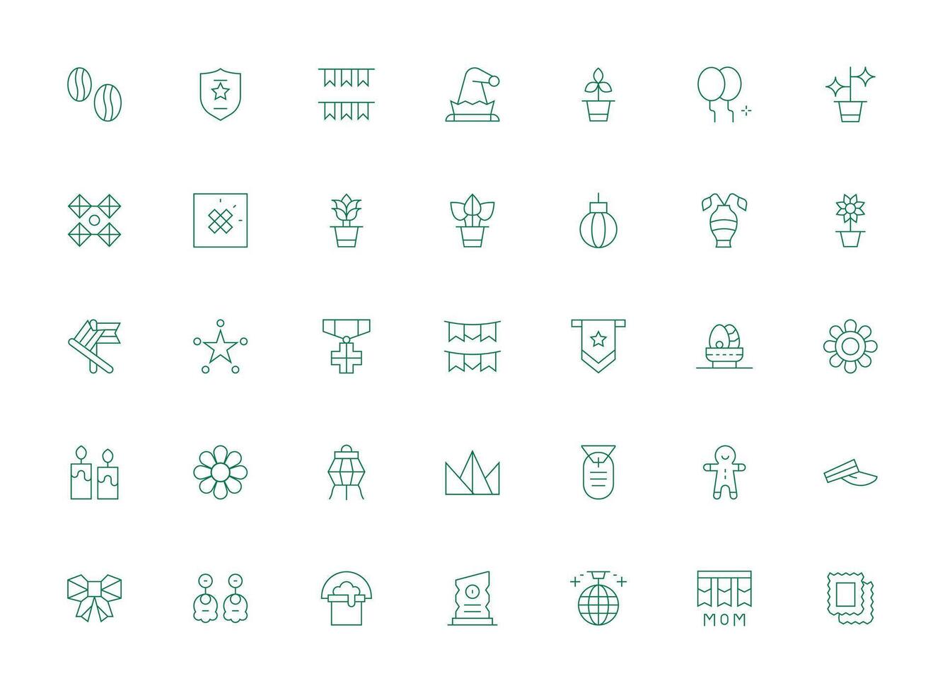 Decoration Design Icons featuring 35 in Light Line Style Sharp Icons for Presentations vector