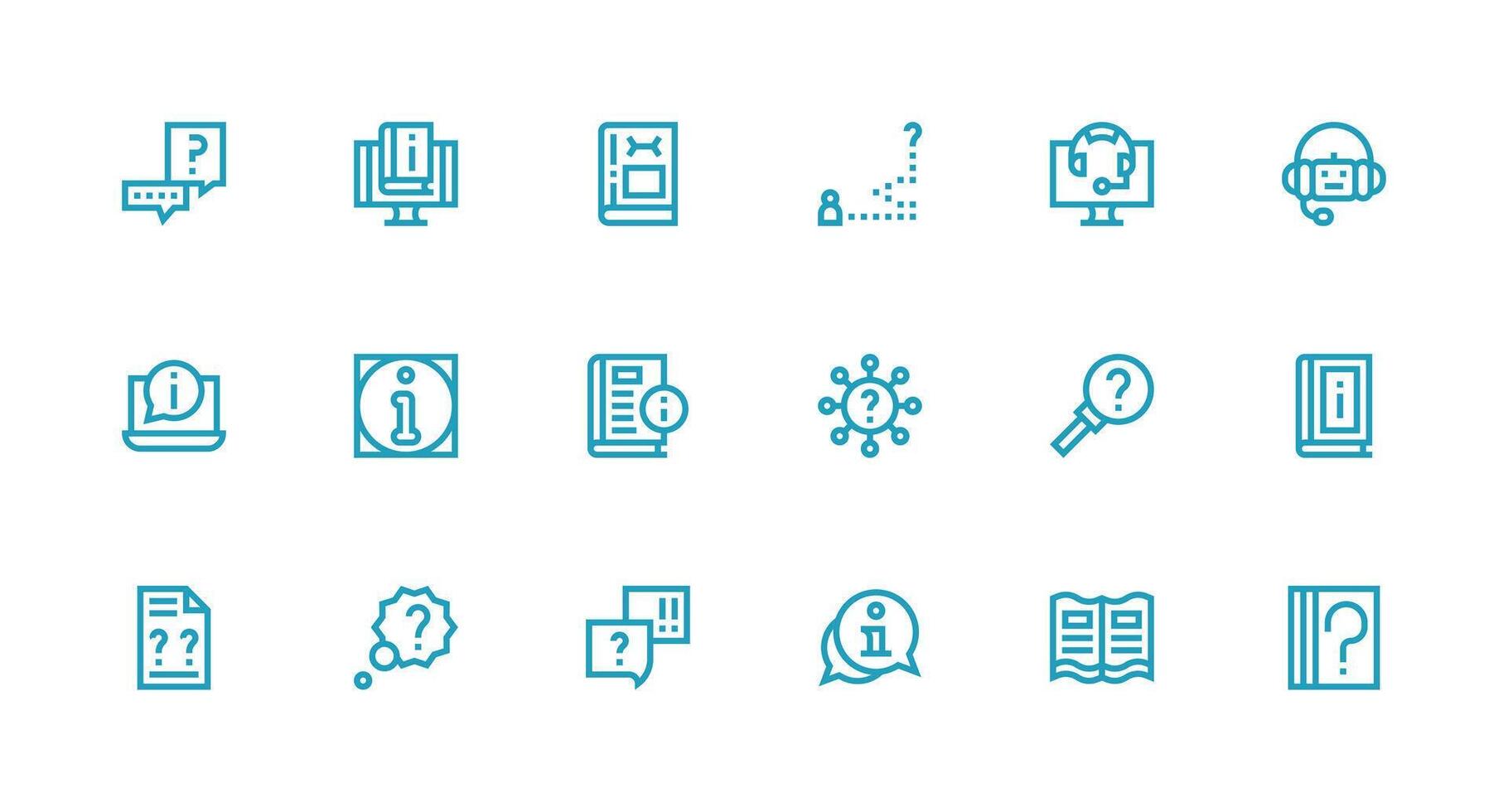 18 Strong Stroke Line Vectors for Faq Theme Dashboard Icon Series