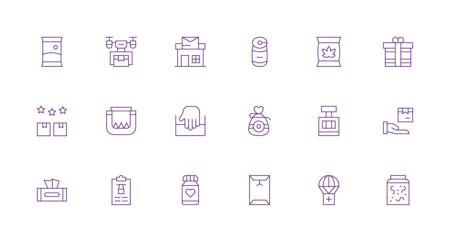 Minimal Line Style Package Icons with 18 Vectors High-Resolution Icons for Any Platform