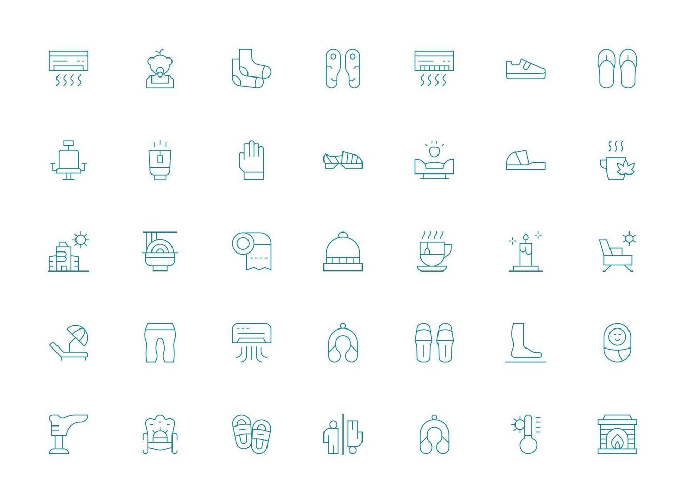 Light Line Style Comfort Icons with 35 Vectors Interface Icon Collection for Daily Projects