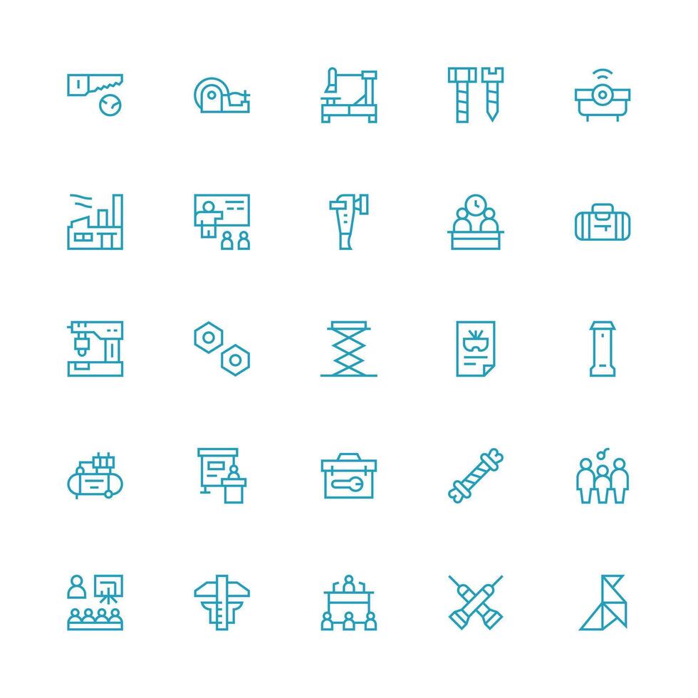 25 Medium Stroke Outline Vectors for Workshop Theme Multi-Purpose Icon Set