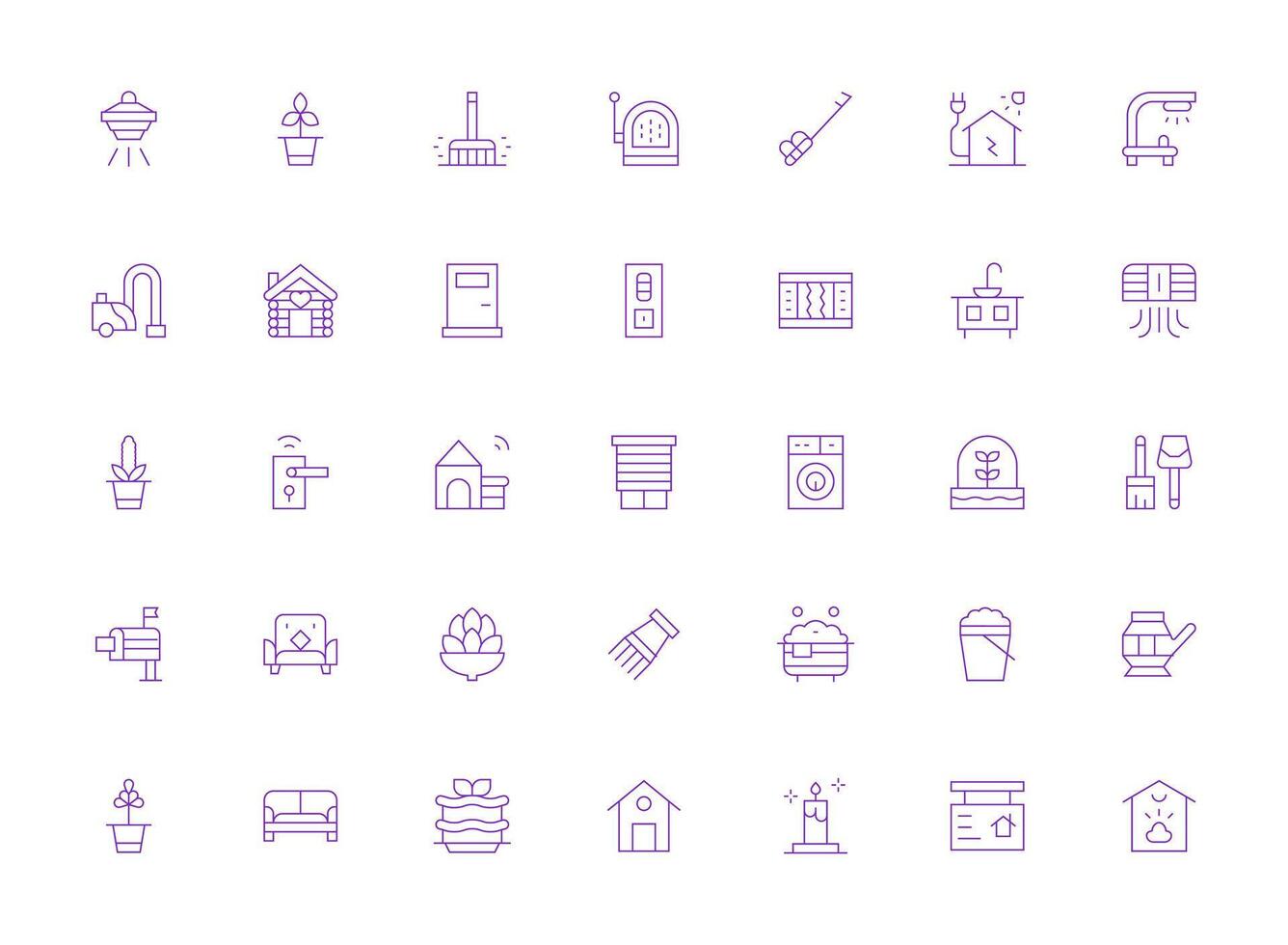 Home featuring 35 Icons in Light Line Design Clean Icon Collection for Web Use vector