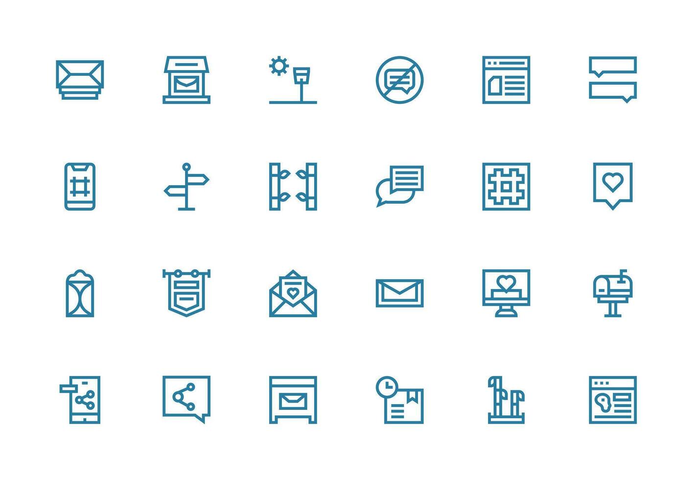 Thick Line Line Icons from Post Set with 24 Vectors Simple Icons for Interface and Wireframes