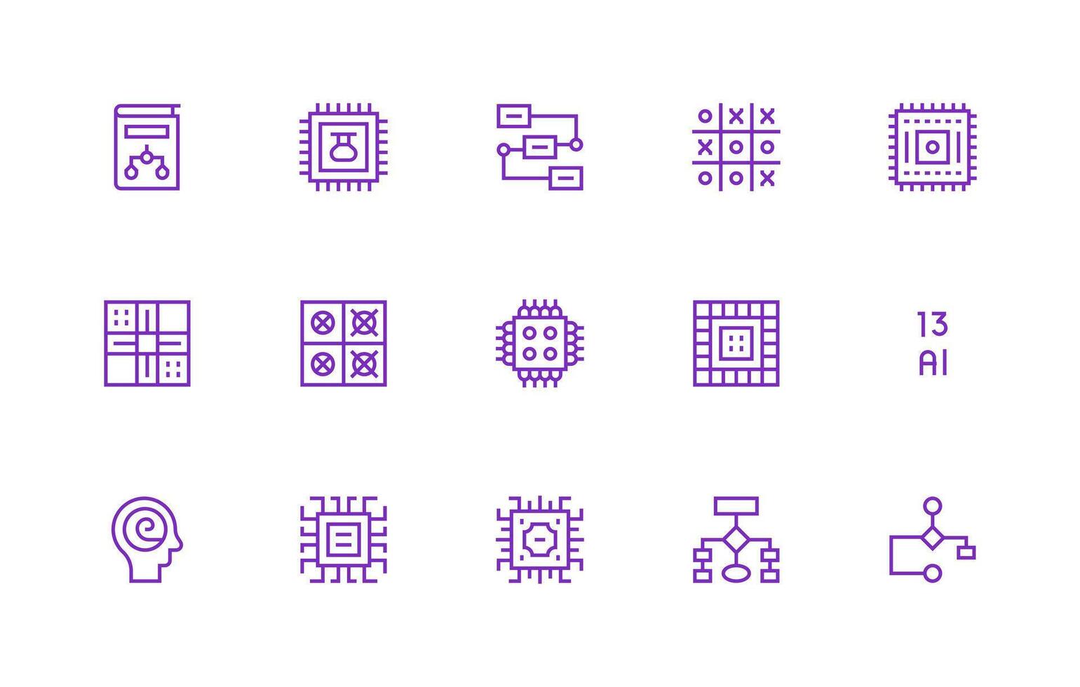 15 Logic Icons in Regular Line Aesthetic Balanced Icon Set for Functional Design vector