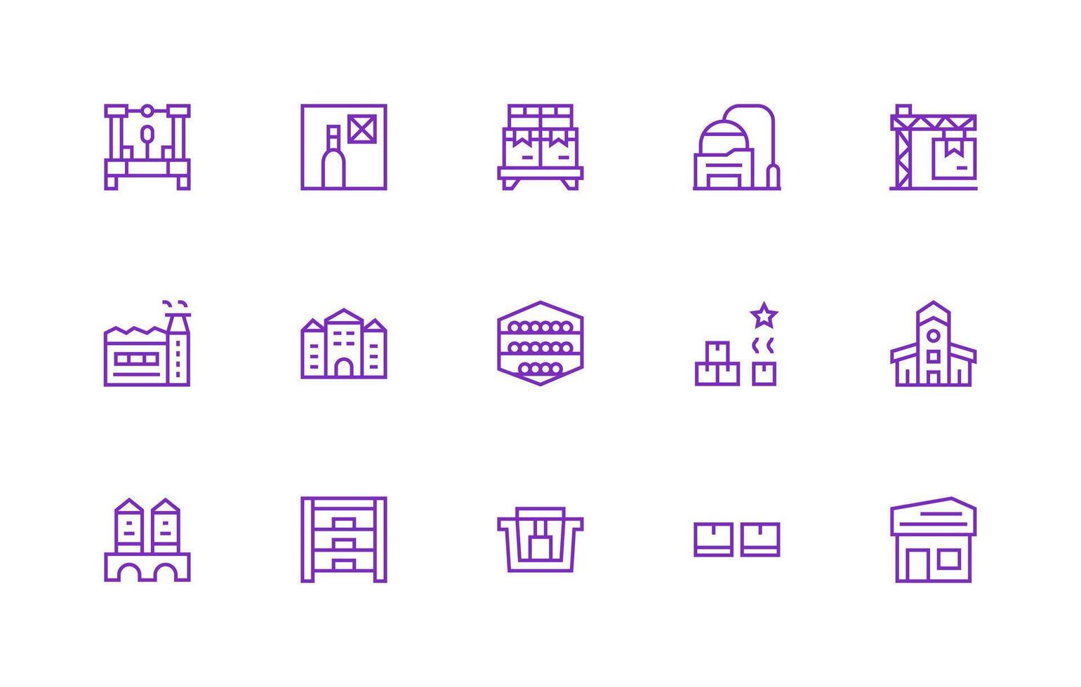 Warehouse Set with 15 Regular Line Icons Simplified Icon Pack for Visual Tools vector