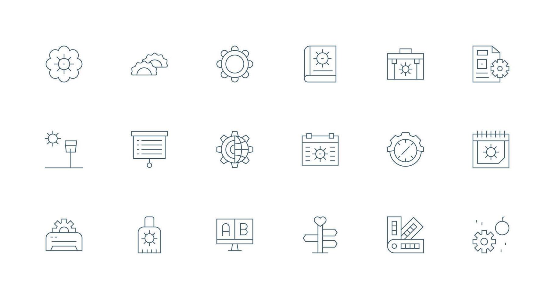 Options Set with 18 Minimal Line Icons All Device Compatible Icon Set vector