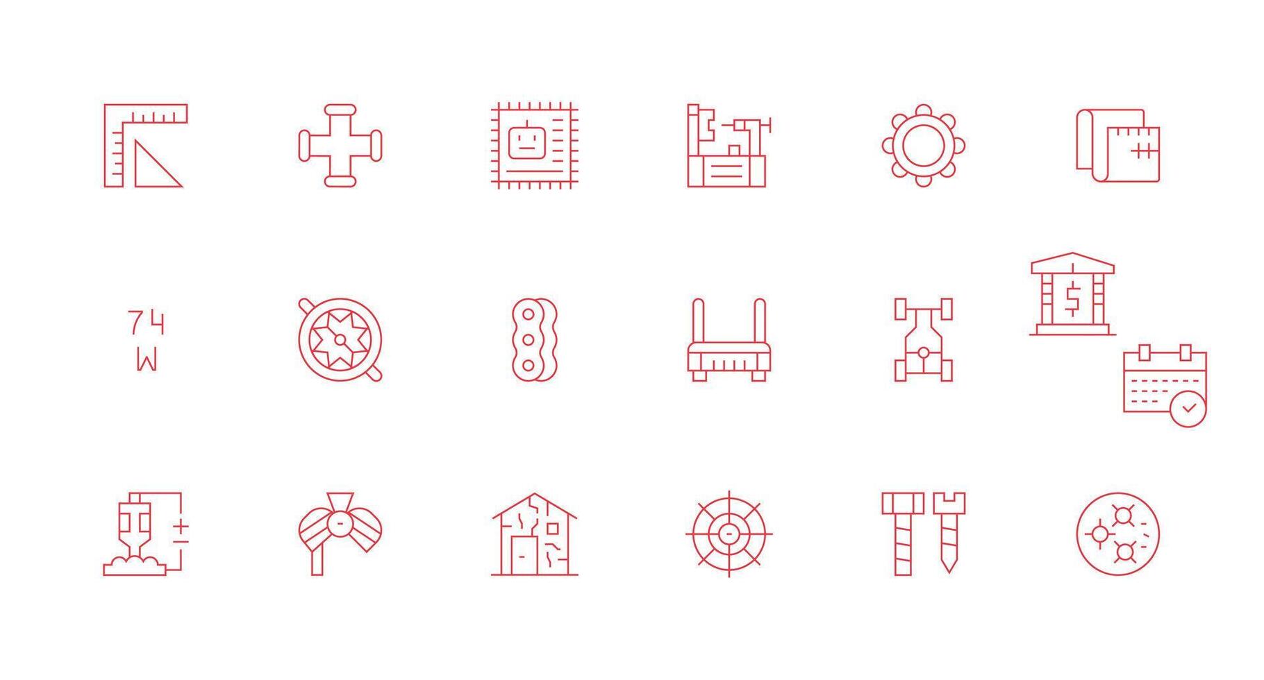 18 Minimal Line Vectors for Engineering Theme Interface Icon Collection