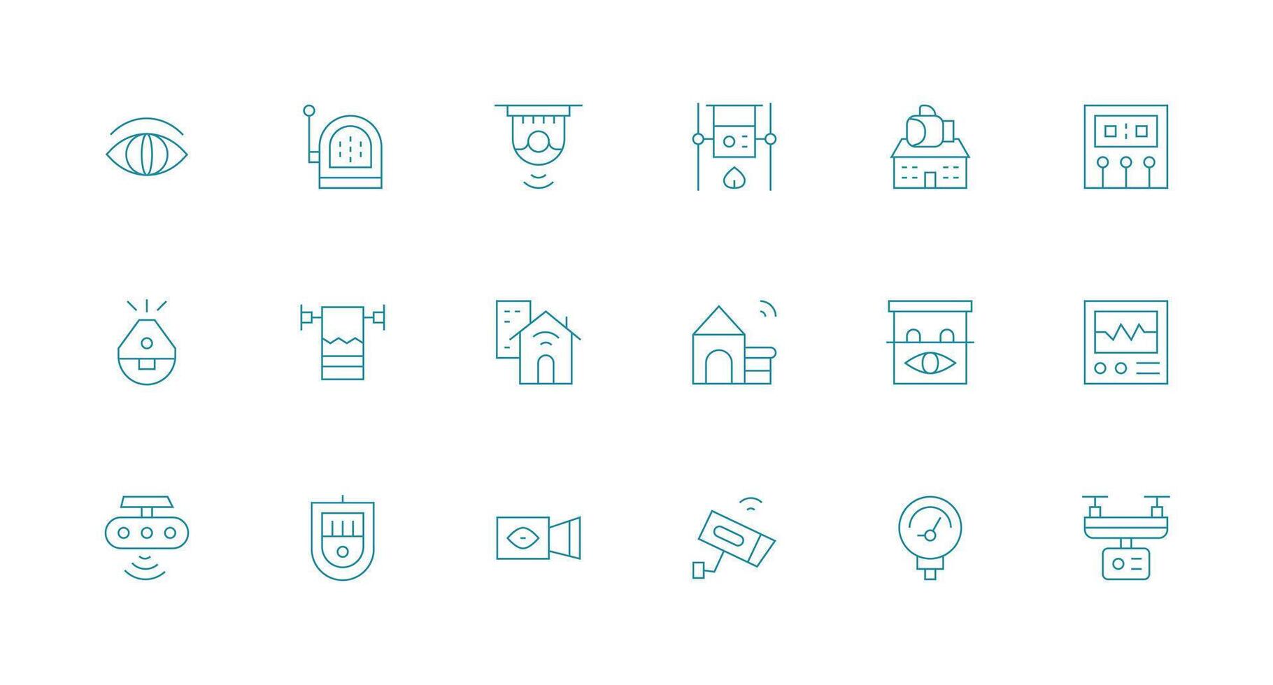 Monitoring System Icon Collection with 18 Minimal Line Designs Customizable Icon Series for Mobile Screens vector