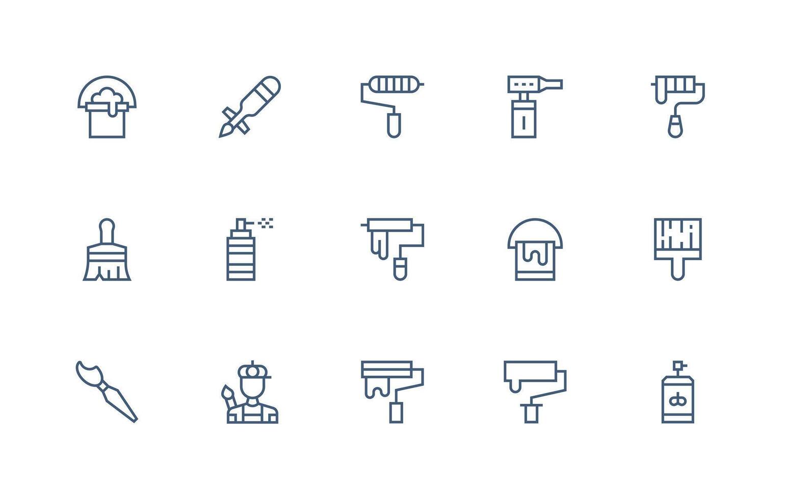 15 Icons for Paint in Regular Line Format Layout Icon Collection vector
