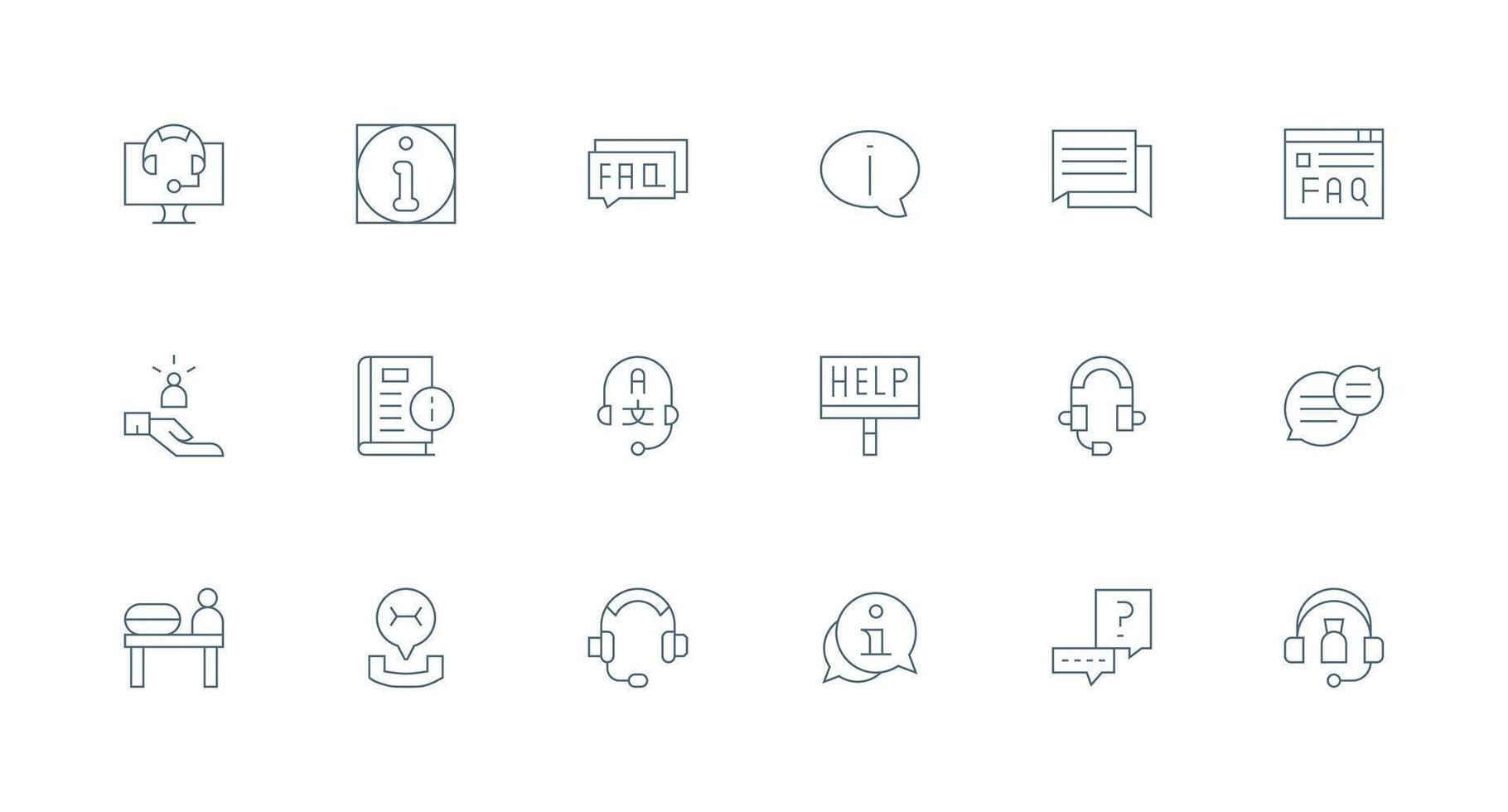 18 Minimal Line Vectors for Support Center Theme Simplified Icon Pack for Visual Tools