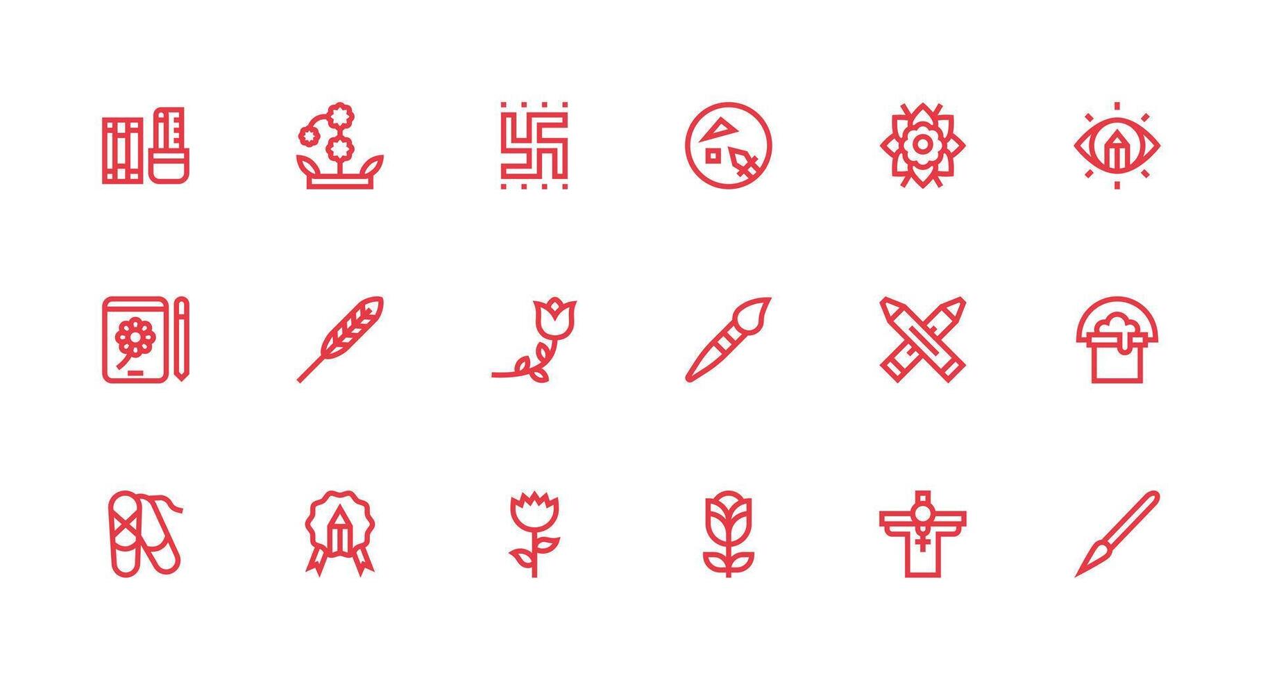 Strong Stroke Line Style Artistic Icons with 18 Vectors Core Icon Collection for Daily Tasks