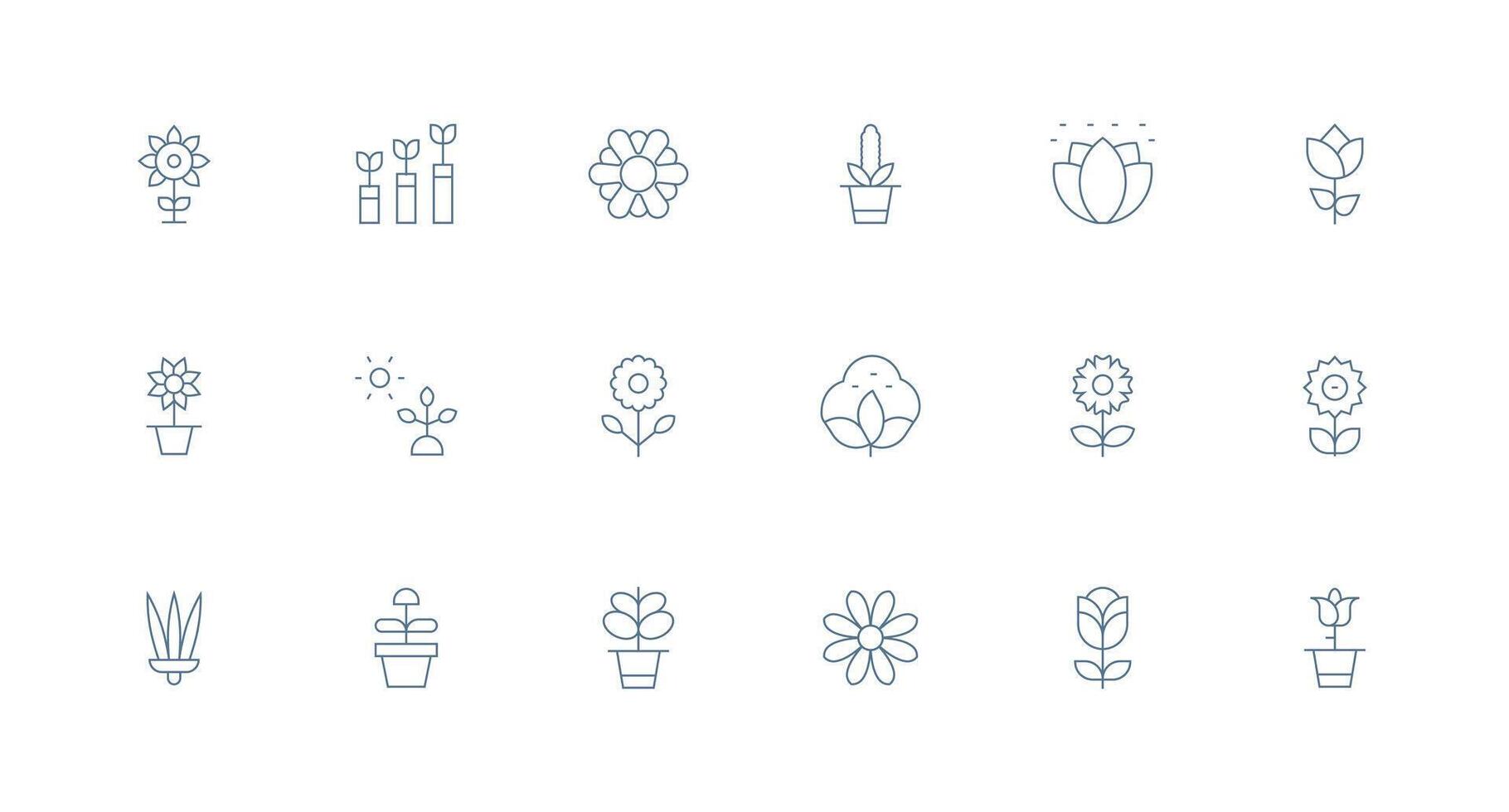 Bloom Icon Collection with 18 Minimal Line Designs High-Resolution Icons for Any Platform vector