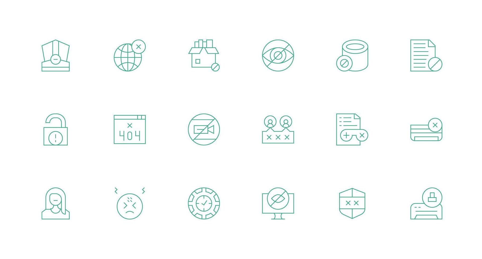 Access Denied Visual Pack containing 18 Minimal Line Icons Display Icon Pack vector