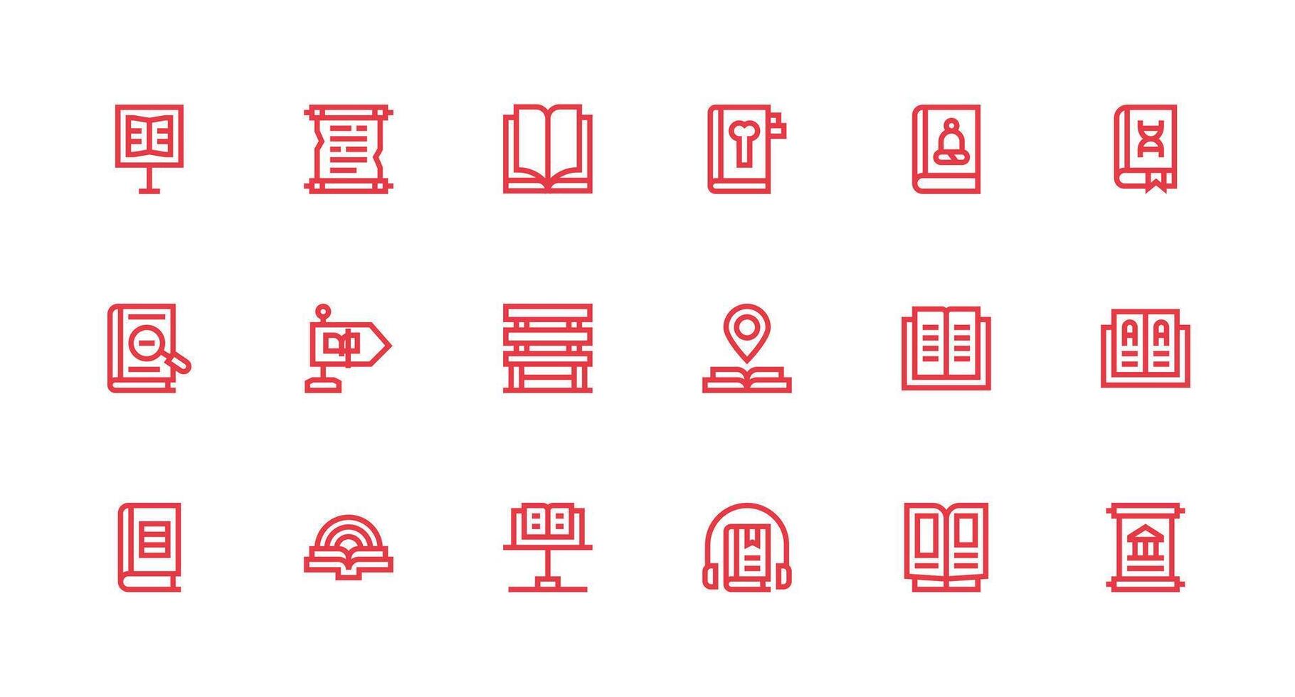 18 Strong Stroke Line Icons for Library Graphics Essential Icons for Rapid UI Building vector