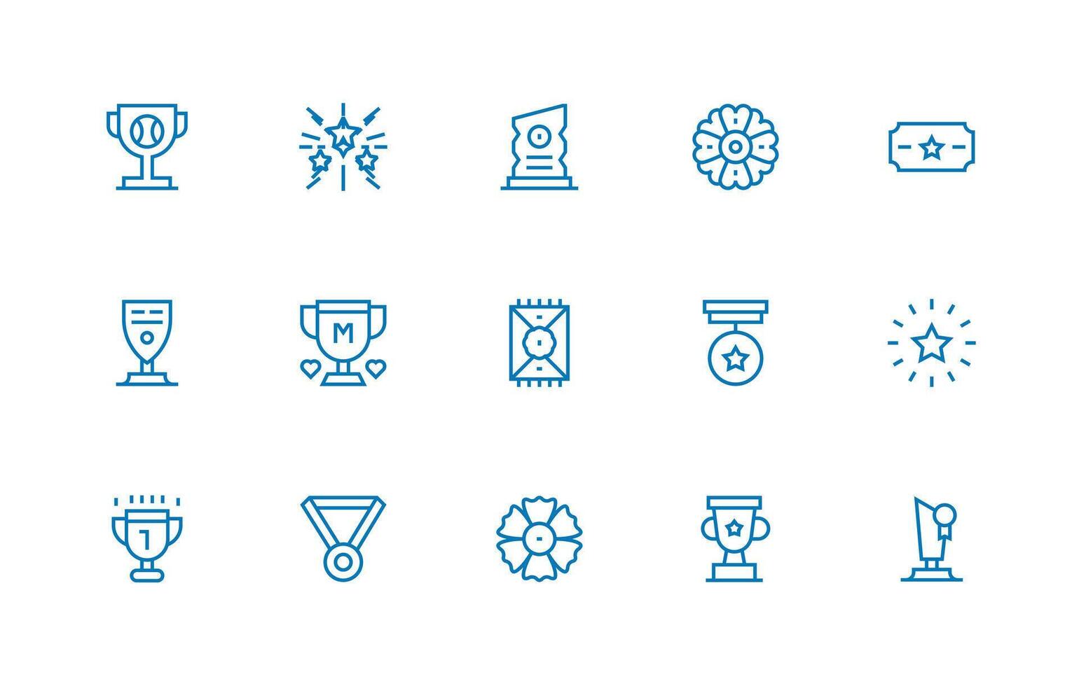 Accolade Icon Set with 15 Regular Line Graphics Simple Icon Pack vector
