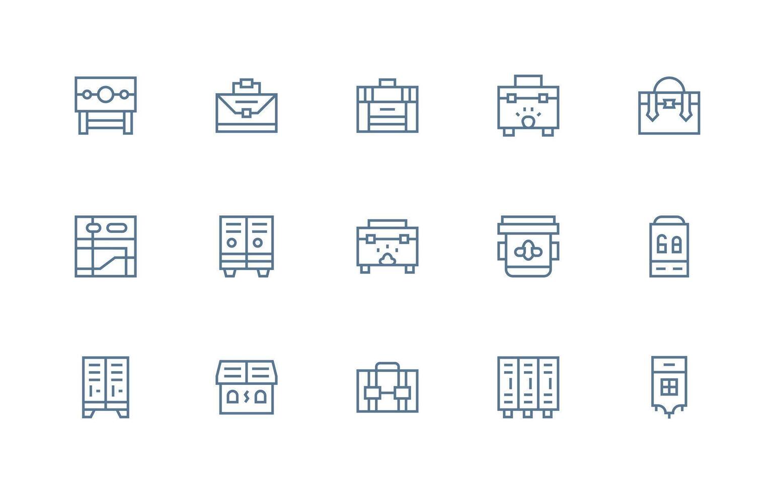 Locker Visual Pack containing 15 Regular Line Icons App Icon Pack vector