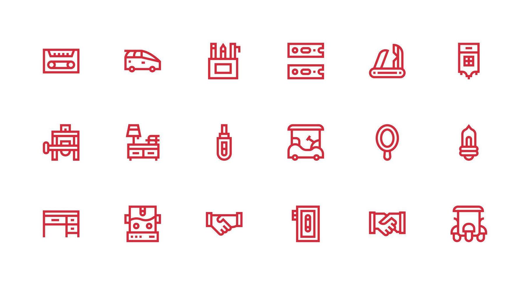 Compact Visual Pack containing 18 Strong Stroke Line Icons Functional Icon Series vector