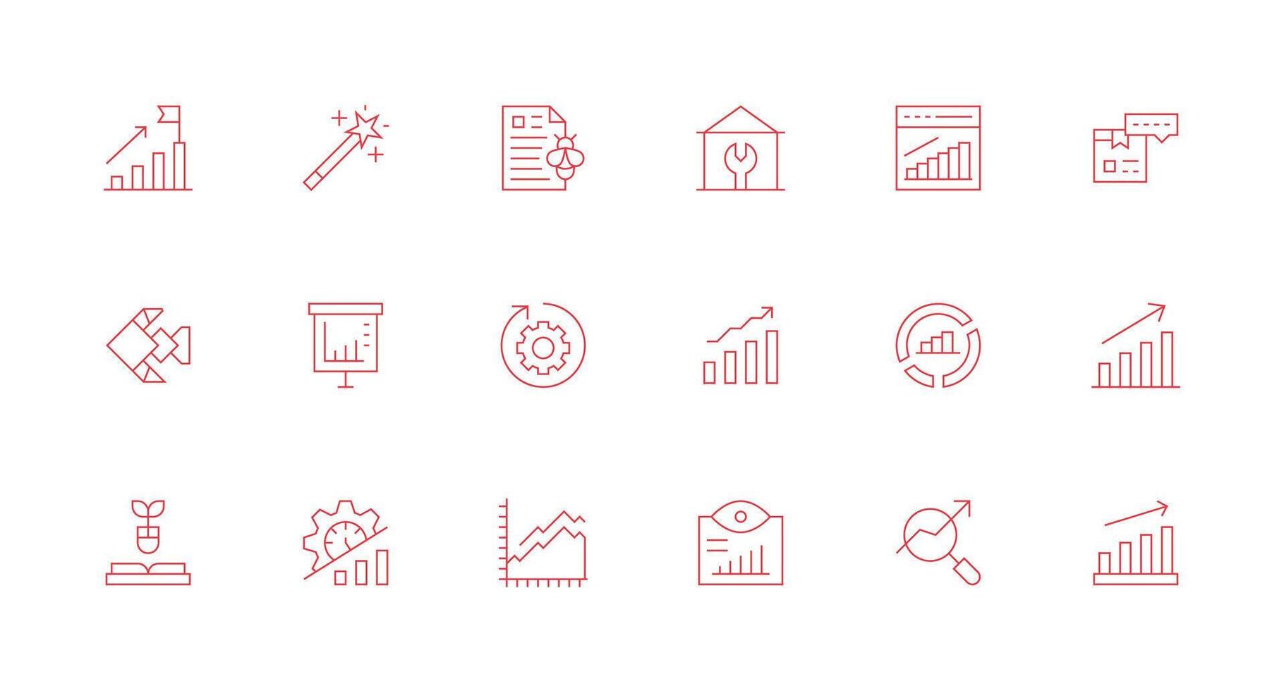 18 Minimal Line Icons for Improvement Graphics Balanced Icon Set for Functional Design vector