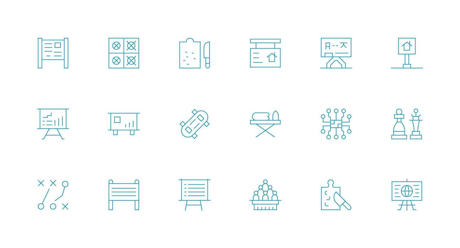18 Minimal Line Designs for Board Icons Clean Set for Layout Prototypes vector