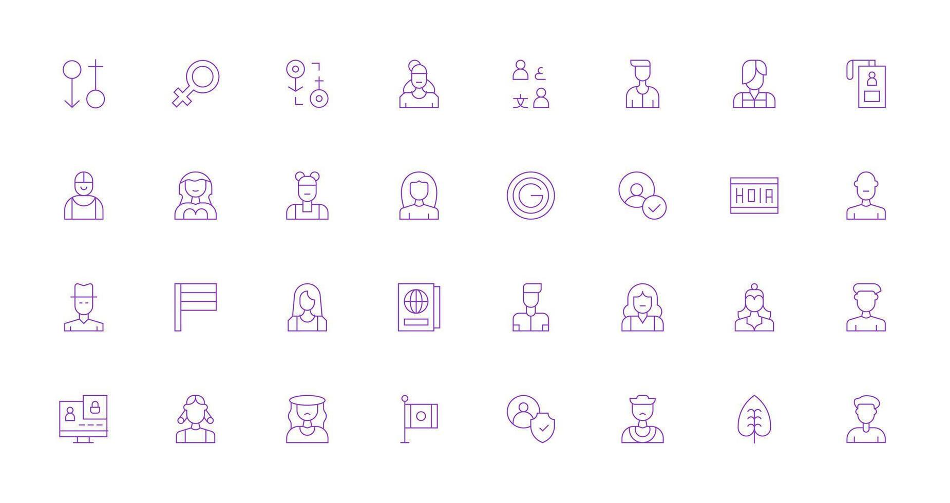 Thin Line Icons from Identity Set with 32 Vectors Clear and Concise Icon Set Collection