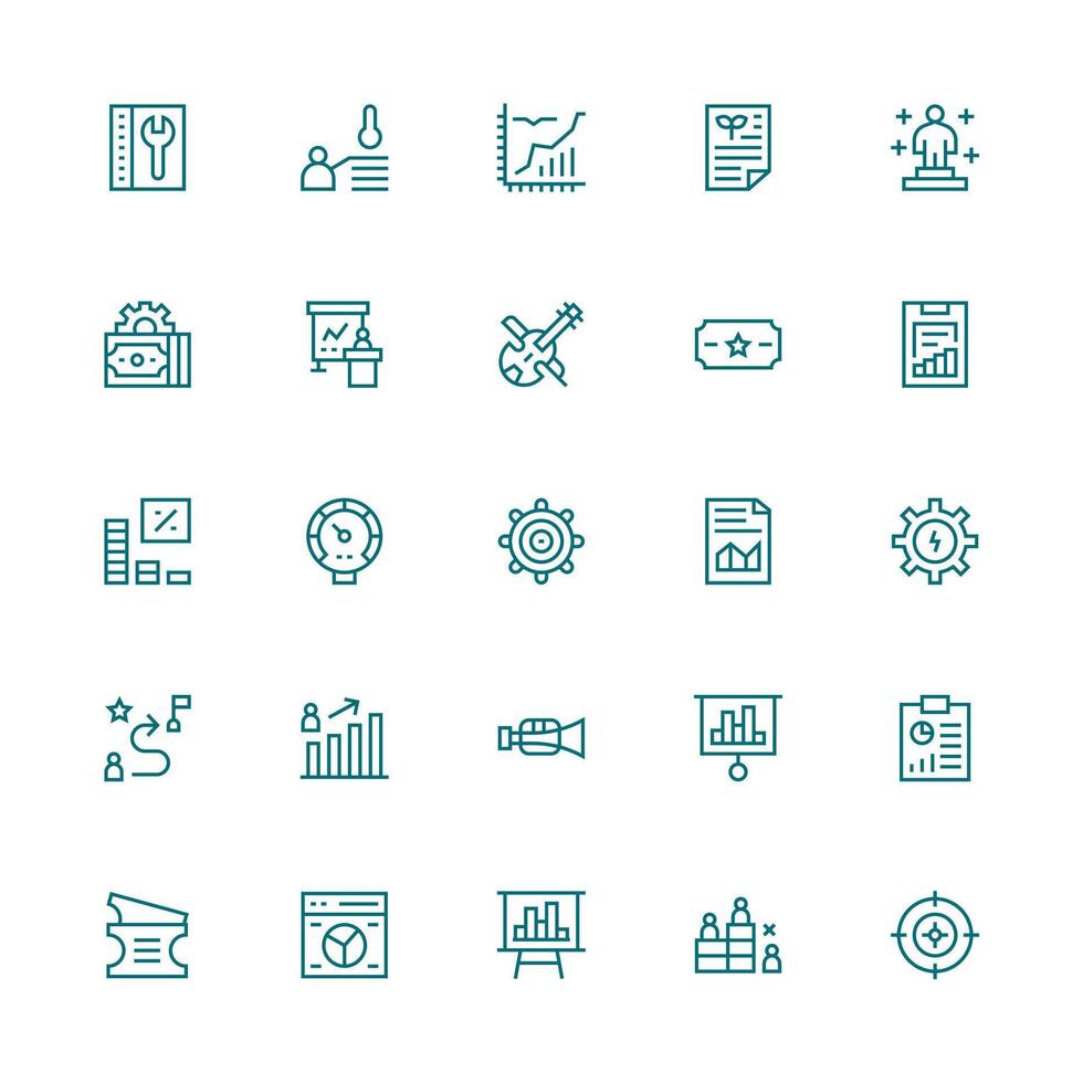 Performance Icon Set with 25 Medium Stroke Outline Graphics Versatile Icon Collection for Designers vector