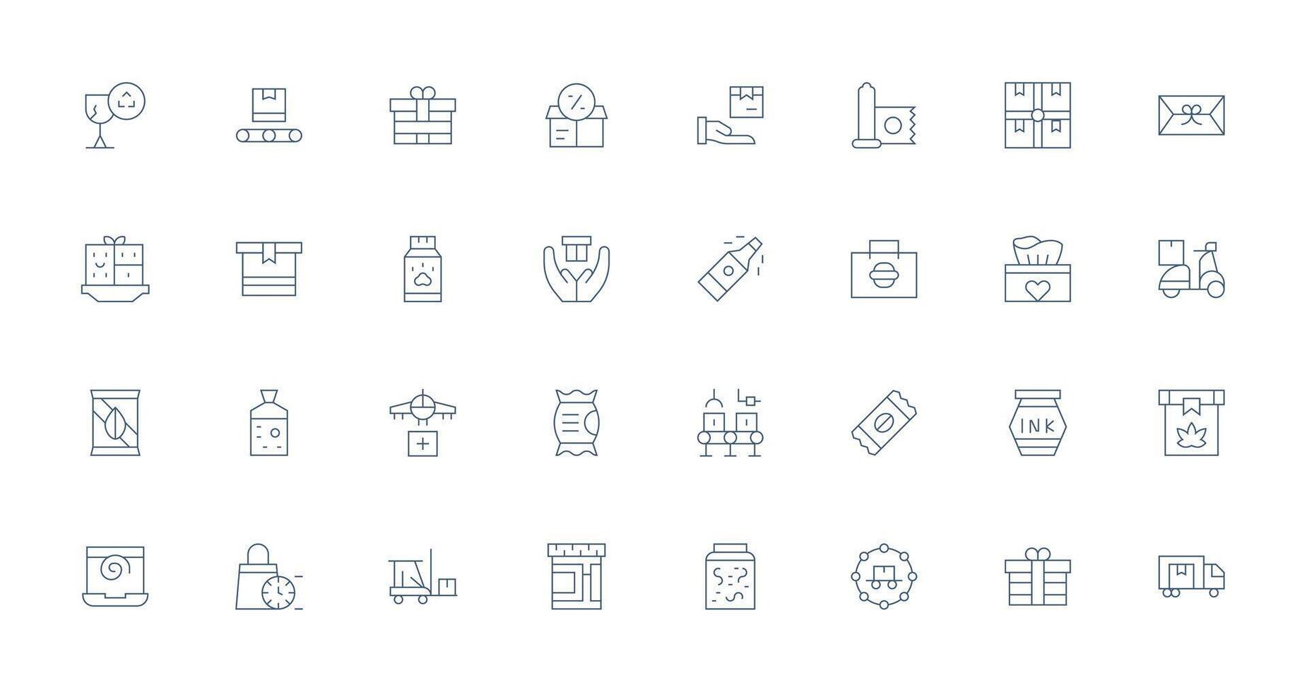 Thin Line Style Package Icons with 32 Vectors Complete Icon Bundle for Web Design