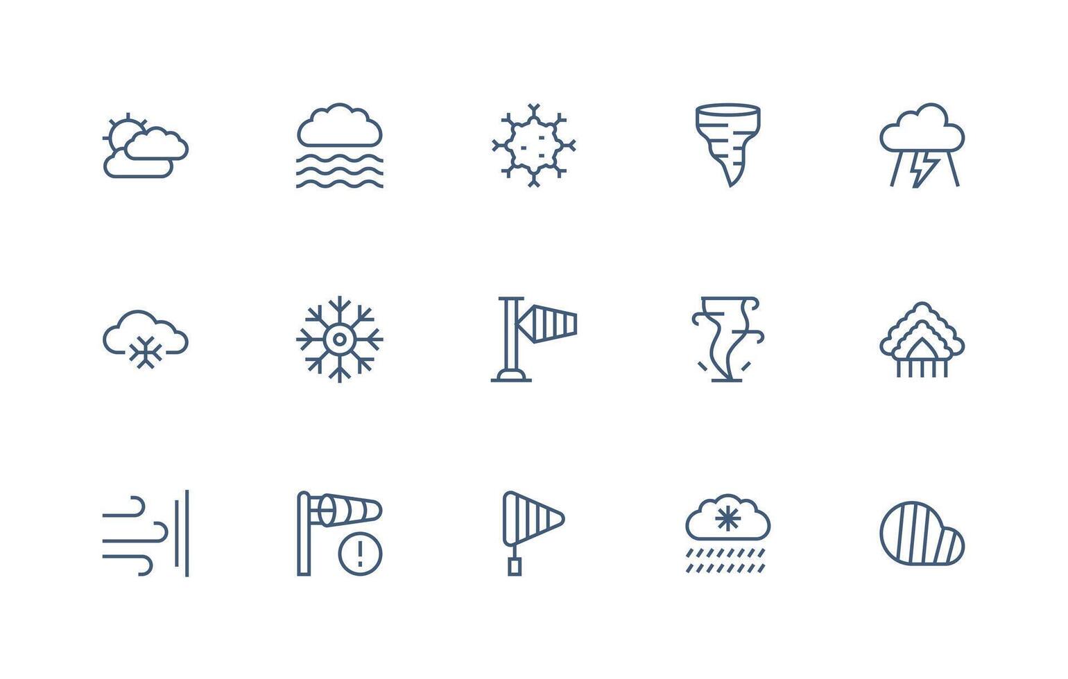Meteorological Icon Collection with 15 Regular Line Designs Icon Set for Projects vector