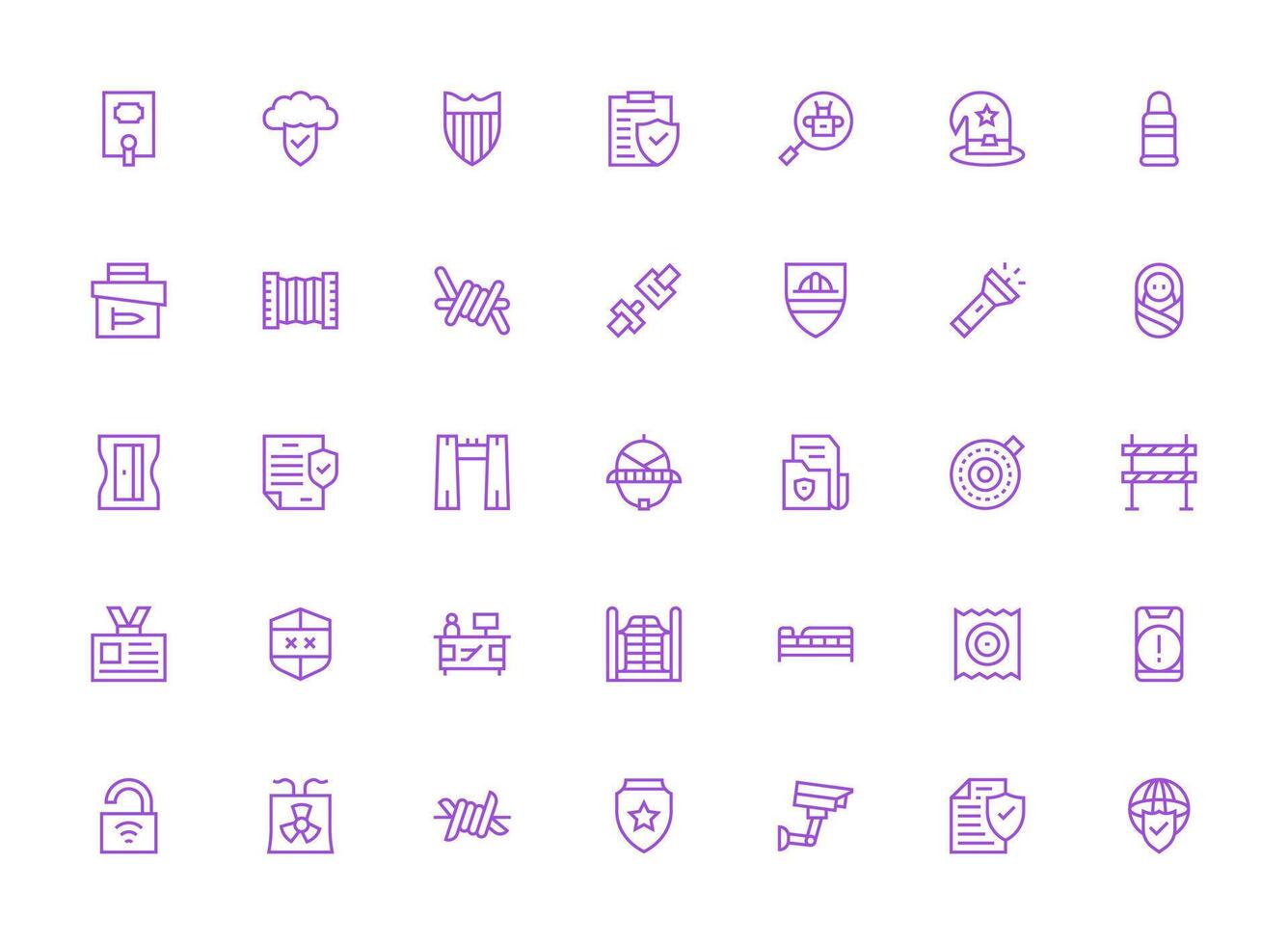 Security Visual Pack containing 35 Regular Clean Line Icons Versatile Icon Collection for Designers vector