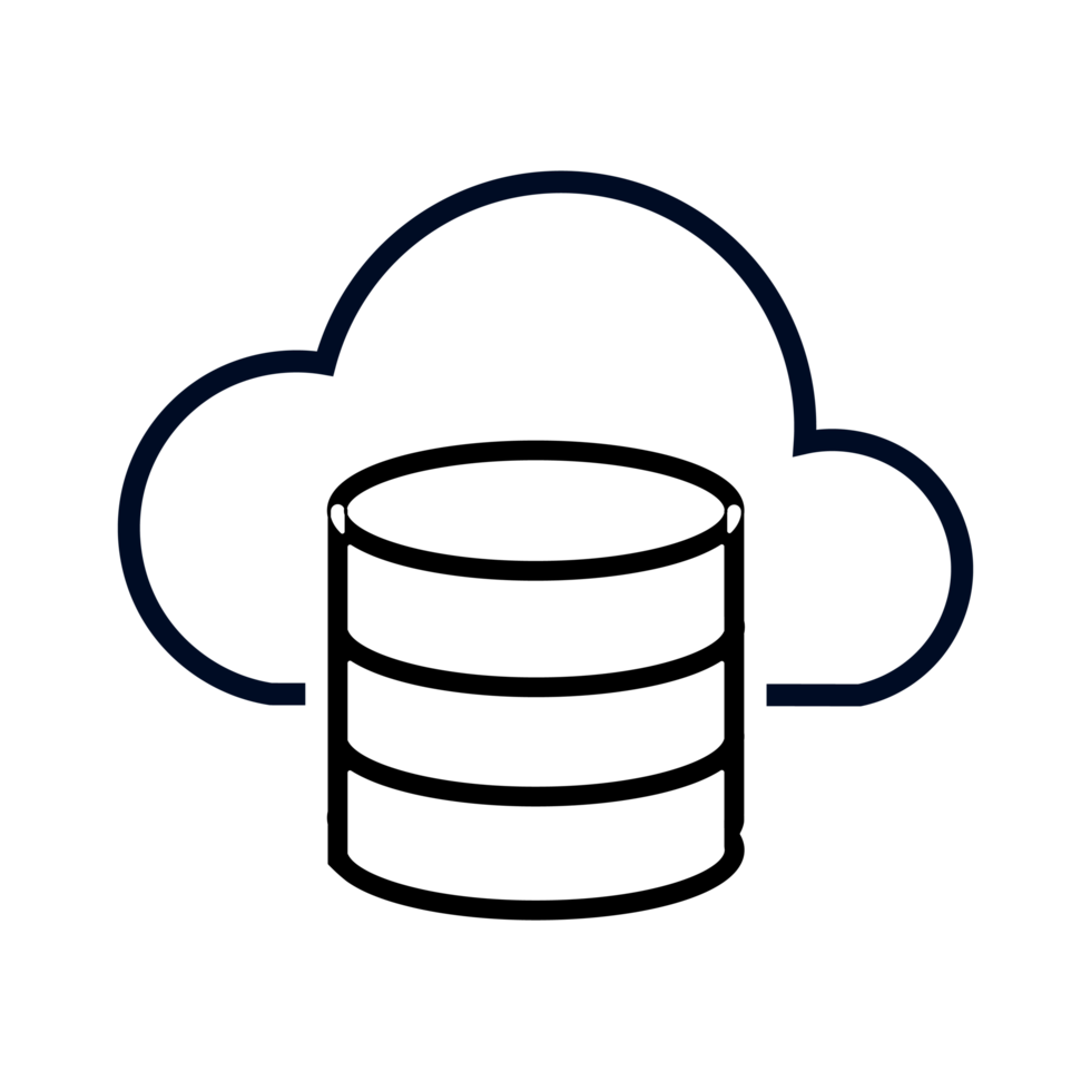 base de datos servidor conectando a nube almacenamiento para seguro datos apoyo y eficiente en línea acceso png