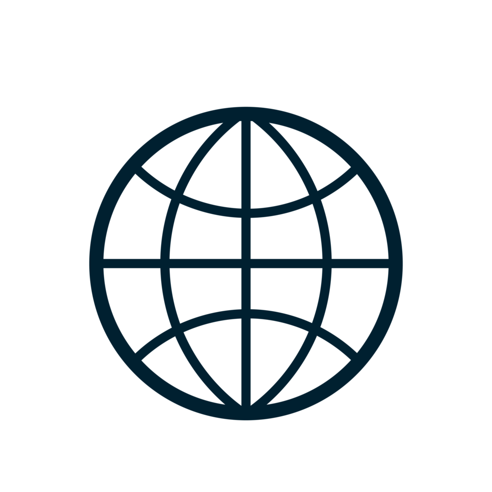 Global network connection symbol, representing international communication and worldwide connectivity, displayed as a simple icon on a digital png